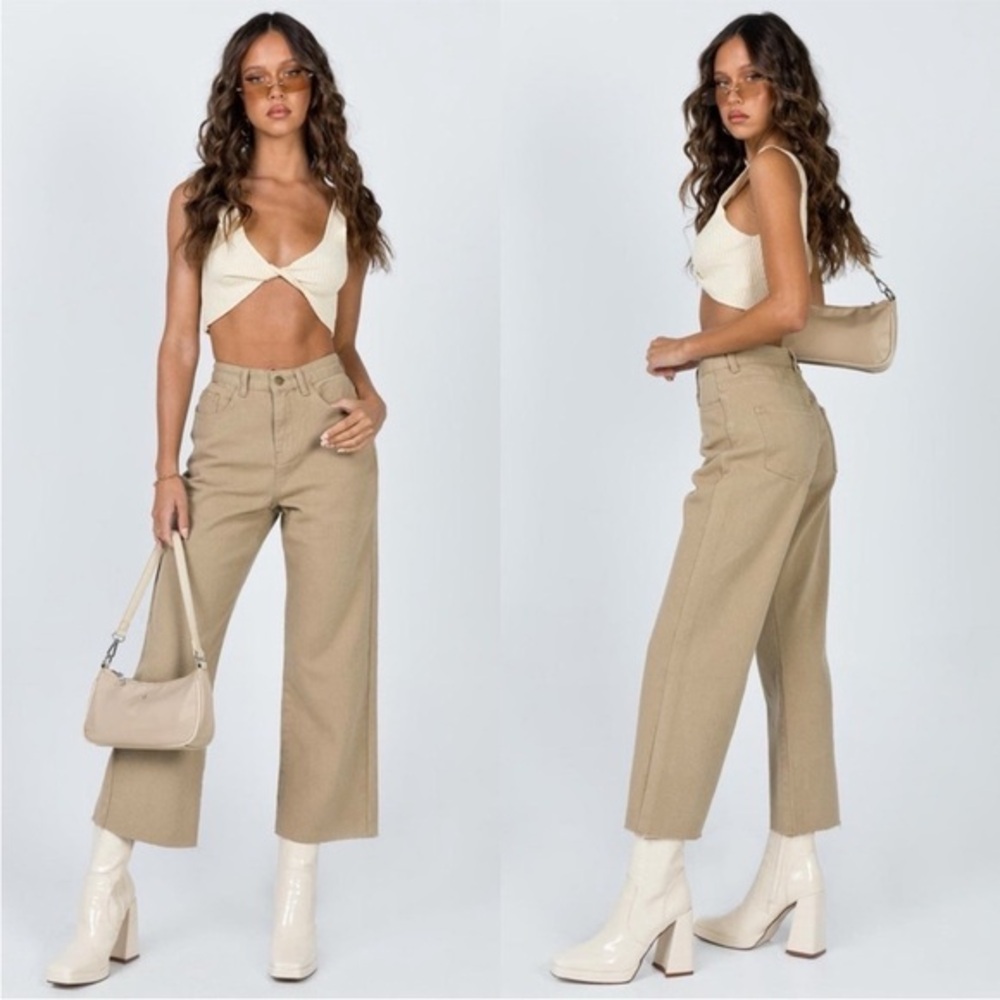 Princess Polly Cropped Jeans in Tan - Size 0
